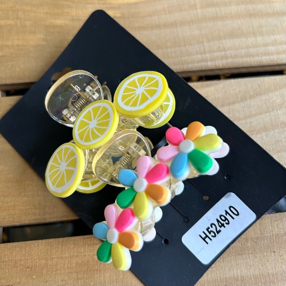 Noir Hair Claw Clips Womens Hair Accessories Lemon Daisy New Multicolor - Picture 6 of 6